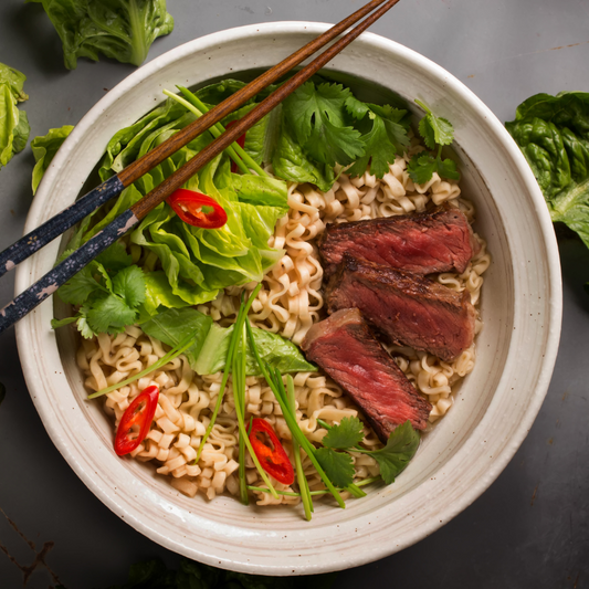 Grass-Fed Angus Rump and Bone Broth Ramen Bowl